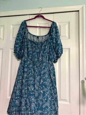 Torrid Blue Floral Puff-Sleeve Mini Dress Size 4x